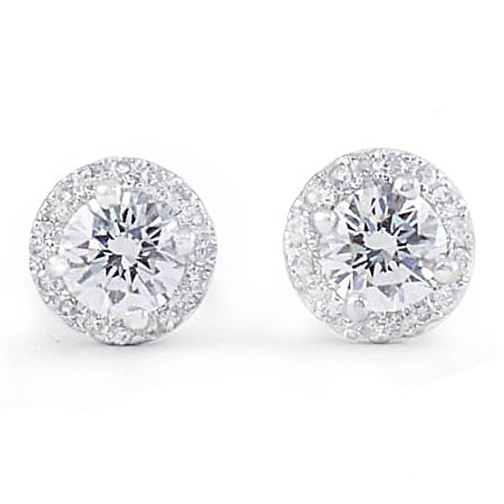 Diamond Halo Earrings - Earrings