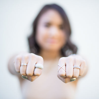 Yellow Gold Diamond X Ring - Rings