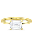 East West Emerald Solitaire Ring - Engagement Rings