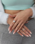 Woman wearing Diamond Star Signet Ring