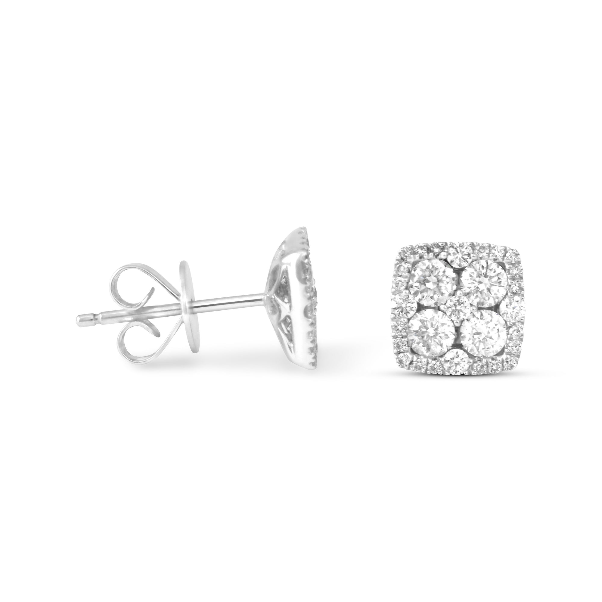 Square Cluster Diamond Earrings - Earrings