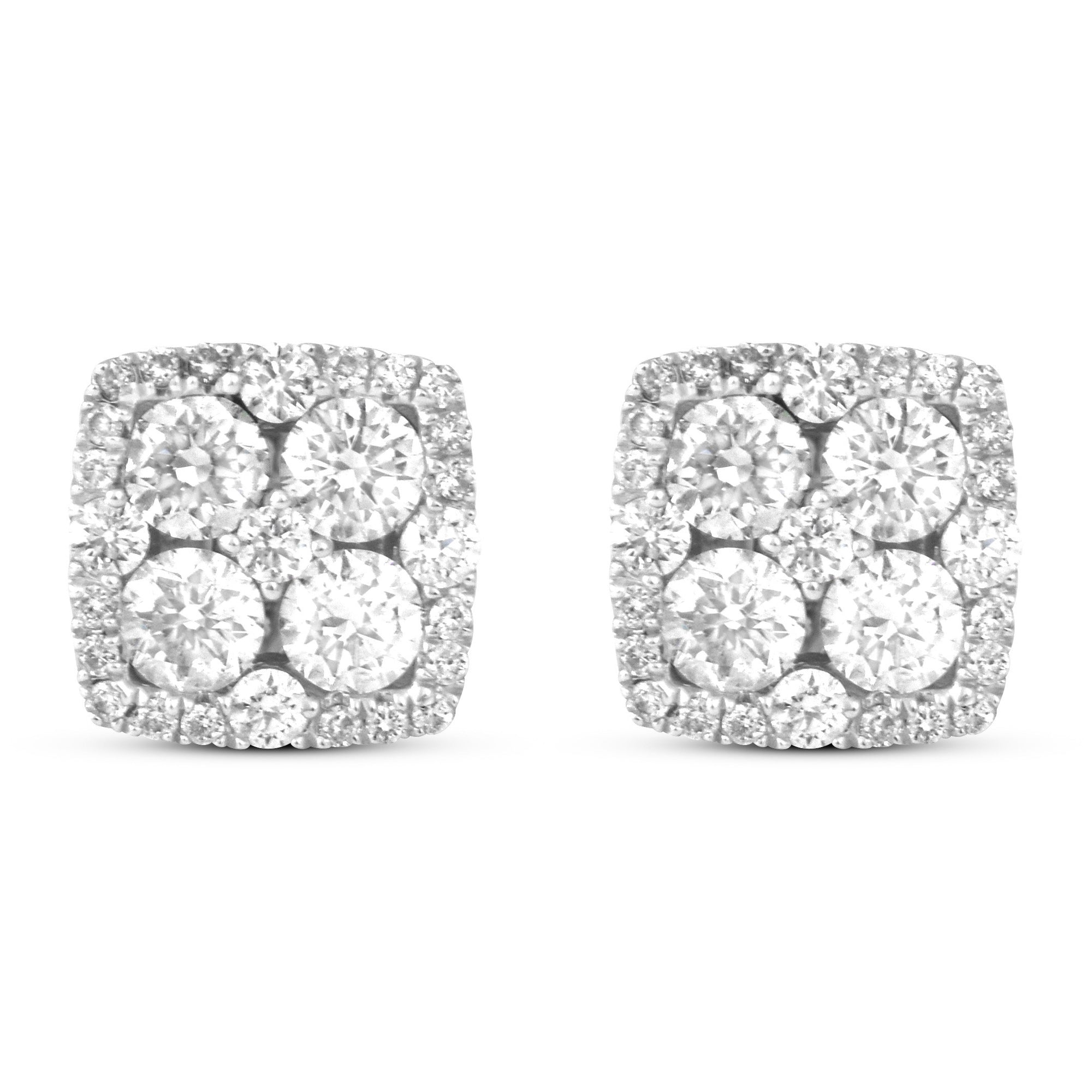 Square Cluster Diamond Earrings - Earrings